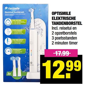 Aanbiedingen Optismile elektrische tandenborstel - OptiSmile - Geldig van 09/12/2021 tot 19/12/2021 bij Big Bazar