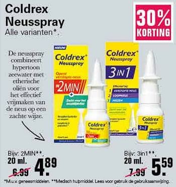 Aanbiedingen Coldrex neusspray 2min - Hot Coldrex - Geldig van 01/12/2021 tot 25/12/2021 bij De Online Drogist