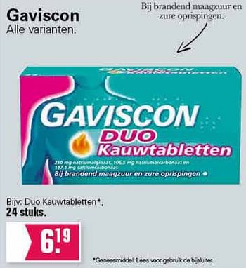 Aanbiedingen Duo kauwtabletten - Gaviscon - Geldig van 01/12/2021 tot 25/12/2021 bij De Online Drogist