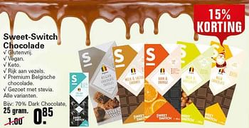 Aanbiedingen Dark chocolate - Sweet Switch - Geldig van 01/12/2021 tot 25/12/2021 bij De Online Drogist