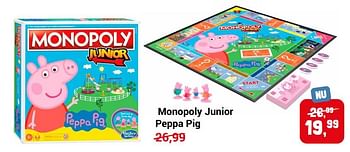 Aanbiedingen Monopoly junior peppa pig - Hasbro - Geldig van 06/12/2021 tot 25/12/2021 bij Lobbes