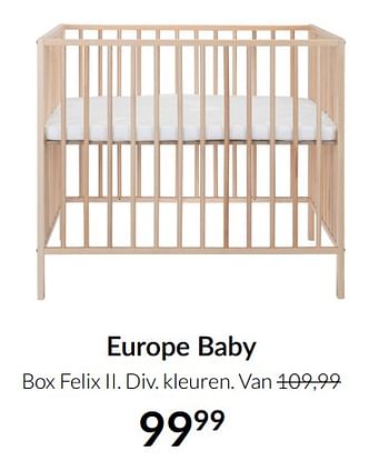 Aanbiedingen Europe baby box felix ii - Europe baby - Geldig van 14/12/2021 tot 22/12/2021 bij Babypark