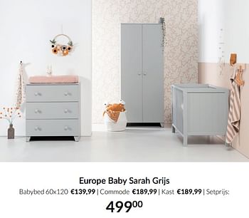 Aanbiedingen Europe baby sarah grijs - Europe baby - Geldig van 14/12/2021 tot 22/12/2021 bij Babypark