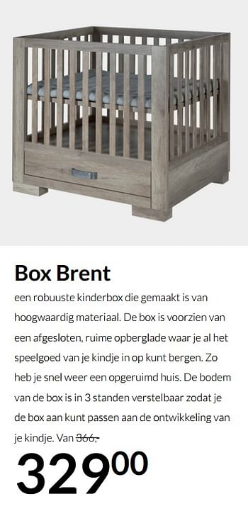 Aanbiedingen Box brent - Huismerk - Babypark - Geldig van 14/12/2021 tot 22/12/2021 bij Babypark