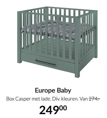 Aanbiedingen Europe baby box casper met lade - Europe baby - Geldig van 14/12/2021 tot 22/12/2021 bij Babypark