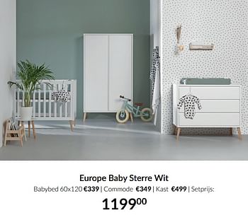 Aanbiedingen Europe baby sterre wit - Europe baby - Geldig van 14/12/2021 tot 22/12/2021 bij Babypark