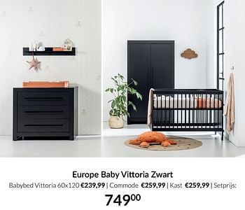 Aanbiedingen Europe baby vittoria zwart - Europe baby - Geldig van 14/12/2021 tot 22/12/2021 bij Babypark