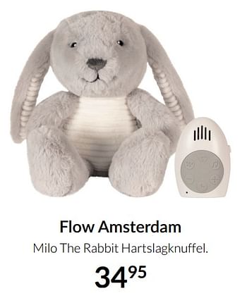 Aanbiedingen Flow amsterdam milo the rabbit hartslagknuffel - Flow Amsterdam - Geldig van 14/12/2021 tot 22/12/2021 bij Babypark