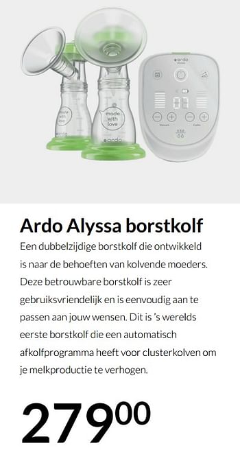 Aanbiedingen Ardo alyssa borstkolf - Ardo - Geldig van 14/12/2021 tot 22/12/2021 bij Babypark