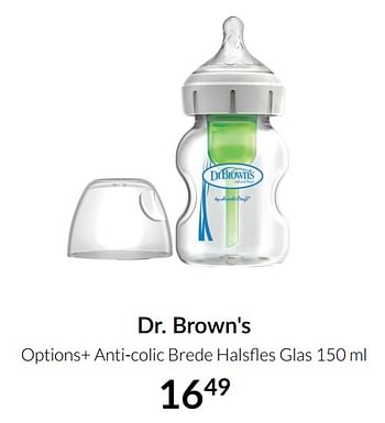 Aanbiedingen Dr. brown`s options+ anti-colic brede halsfles glas - DrBrown's - Geldig van 14/12/2021 tot 22/12/2021 bij Babypark