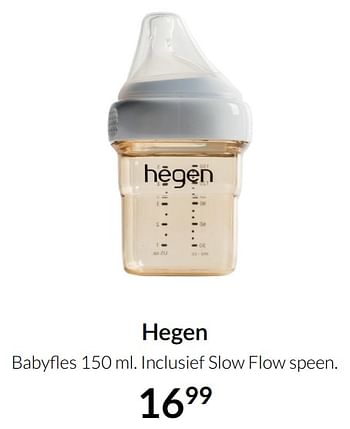 Aanbiedingen Hegen babyfles inclusief slow flow speen - Hegen - Geldig van 14/12/2021 tot 22/12/2021 bij Babypark