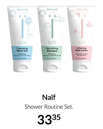 Aanbiedingen Naïf shower routine set - Naif - Geldig van 14/12/2021 tot 22/12/2021 bij Babypark