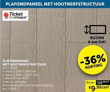 Aanbiedingen Plafondpaneel met houtnerfstructuur - Geldig van 21/12/2021 tot 24/01/2022 bij Zelfbouwmarkt