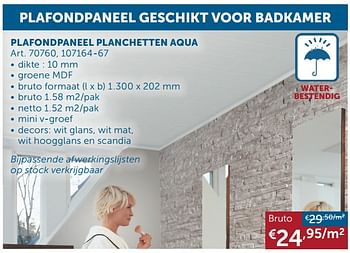Aanbiedingen Plafondpaneel planchetten aqua - HDM - Geldig van 21/12/2021 tot 24/01/2022 bij Zelfbouwmarkt