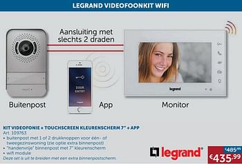 Aanbiedingen Kit videofonie + touchscreen kleurenscherm 7`` + app - Legrand - Geldig van 21/12/2021 tot 24/01/2022 bij Zelfbouwmarkt