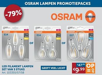 Aanbiedingen Led filament lampen set van 3 stuks - Osram - Geldig van 21/12/2021 tot 24/01/2022 bij Zelfbouwmarkt