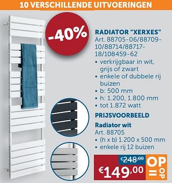 Aanbiedingen Handdoekradiatoren radiator xerxes - Beauheat - Geldig van 21/12/2021 tot 24/01/2022 bij Zelfbouwmarkt