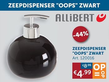 Aanbiedingen Zeepdispenser oops zwart - Allibert - Geldig van 21/12/2021 tot 24/01/2022 bij Zelfbouwmarkt