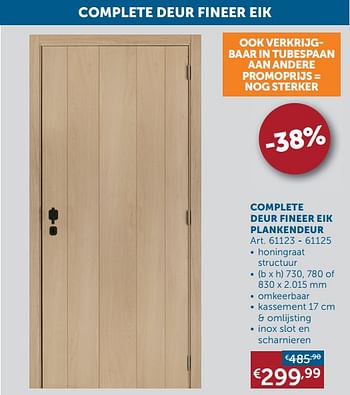 Aanbiedingen Complete deur fineer eik plankendeur - Huismerk - Zelfbouwmarkt - Geldig van 21/12/2021 tot 24/01/2022 bij Zelfbouwmarkt