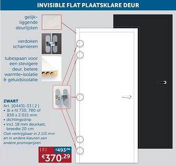 Aanbiedingen Invisible flat plaatsklare deur zwart - Huismerk - Zelfbouwmarkt - Geldig van 21/12/2021 tot 24/01/2022 bij Zelfbouwmarkt