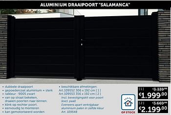 Aanbiedingen Aluminium draaipoort salamanca - Huismerk - Zelfbouwmarkt - Geldig van 21/12/2021 tot 24/01/2022 bij Zelfbouwmarkt