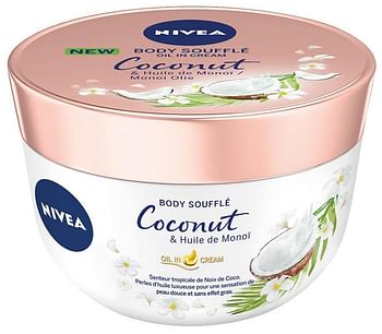 Aanbiedingen Nivea Body Souffle Coconut en Monoi 200ml - Geldig van 22/12/2021 tot 21/01/2022 bij Drogisterij.net