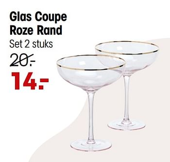 Aanbiedingen Glas coupe roze rand - Huismerk - Kwantum - Geldig van 20/12/2021 tot 26/12/2021 bij Kwantum