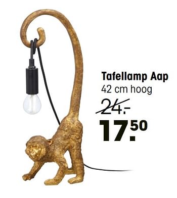 Aanbiedingen Tafellamp aap - Huismerk - Kwantum - Geldig van 27/12/2021 tot 30/12/2021 bij Kwantum