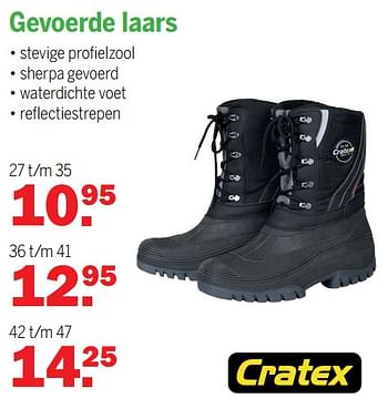 Aanbiedingen Gevoerde laars - Cratex - Geldig van 20/12/2021 tot 08/01/2022 bij Van Cranenbroek