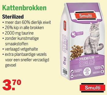Aanbiedingen Kattenbrokken sterilized - Smulti - Geldig van 20/12/2021 tot 08/01/2022 bij Van Cranenbroek