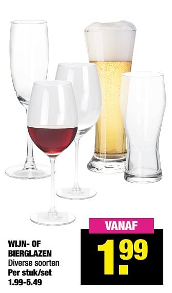 Aanbiedingen Wijn- of bierglazen - Huismerk - Big Bazar - Geldig van 20/12/2021 tot 01/01/2022 bij Big Bazar