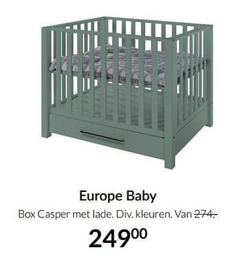 Aanbiedingen Europe baby box casper met lade - Europe baby - Geldig van 23/12/2021 tot 03/01/2022 bij Babypark