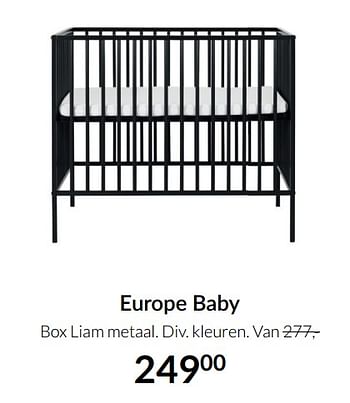 Aanbiedingen Europe baby box liam metaal - Europe baby - Geldig van 23/12/2021 tot 03/01/2022 bij Babypark