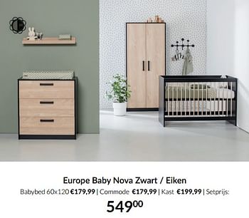 Aanbiedingen Europe baby nova zwart - eiken - Nova - Geldig van 23/12/2021 tot 03/01/2022 bij Babypark