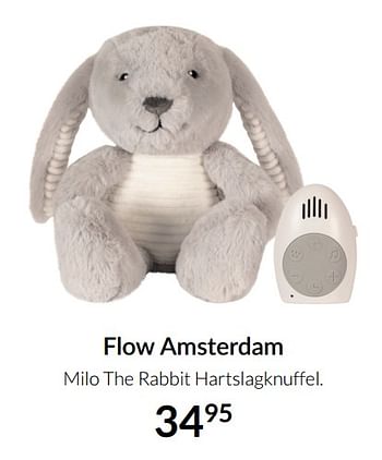 Aanbiedingen Flow amsterdam milo the rabbit hartslagknuffel - Flow Amsterdam - Geldig van 23/12/2021 tot 03/01/2022 bij Babypark