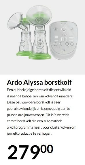 Aanbiedingen Ardo alyssa borstkolf - Ardo - Geldig van 23/12/2021 tot 03/01/2022 bij Babypark