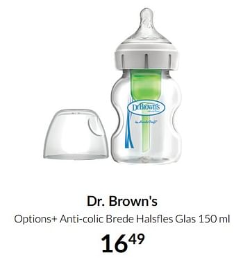 Aanbiedingen Dr. brown`s options+ anti-colic brede halsfles glas - DrBrown's - Geldig van 23/12/2021 tot 03/01/2022 bij Babypark
