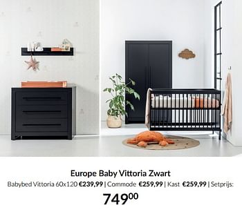 Aanbiedingen Europe baby vittoria zwart - Europe baby - Geldig van 23/12/2021 tot 03/01/2022 bij Babypark