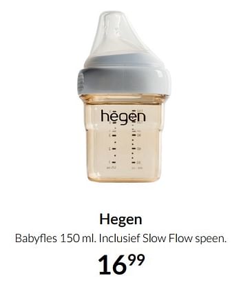 Aanbiedingen Hegen babyfles inclusief slow flow speen - Hegen - Geldig van 23/12/2021 tot 03/01/2022 bij Babypark