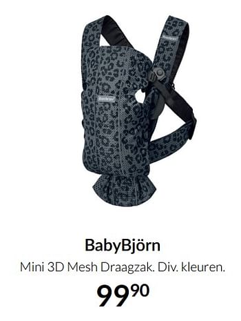 Aanbiedingen Babybjörn mini 3d mesh draagzak - BabyBjorn - Geldig van 23/12/2021 tot 03/01/2022 bij Babypark