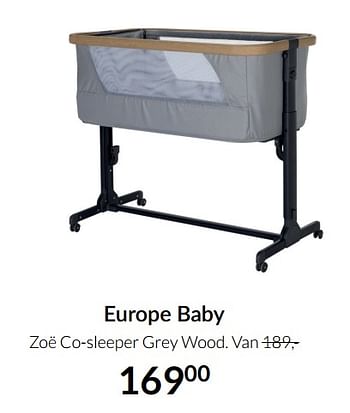 Aanbiedingen Europe baby zoë co-sleeper grey wood - Europe baby - Geldig van 23/12/2021 tot 03/01/2022 bij Babypark