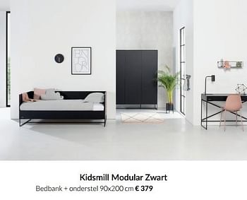 Aanbiedingen Kidsmill modular zwart bedbank + onderstel - Kidsmill - Geldig van 23/12/2021 tot 03/01/2022 bij Babypark