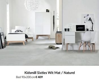 Aanbiedingen Kidsmill sixties wit mat - naturel bed - Kidsmill - Geldig van 23/12/2021 tot 03/01/2022 bij Babypark