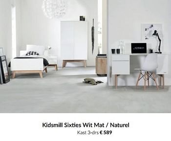 Aanbiedingen Kidsmill sixties wit mat - naturel kast 3-drs - Kidsmill - Geldig van 23/12/2021 tot 03/01/2022 bij Babypark