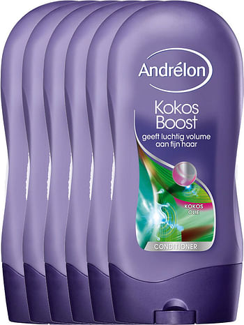 Aanbiedingen Andrelon Conditioner Kokos Boost Voordeelverpakking 6x300ml - Geldig van 26/12/2021 tot 21/01/2022 bij Drogisterij.net