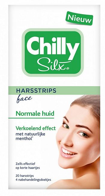 Aanbiedingen 20stuks Chilly Silx Harsstrips Face Normale Huid - Geldig van 26/12/2021 tot 21/01/2022 bij Drogisterij.net