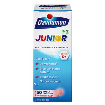 Aanbiedingen Davitamon Junior Multivitamine 1-3 Jaar Smelt Tabletjes - Geldig van 26/12/2021 tot 21/01/2022 bij Drogisterij.net