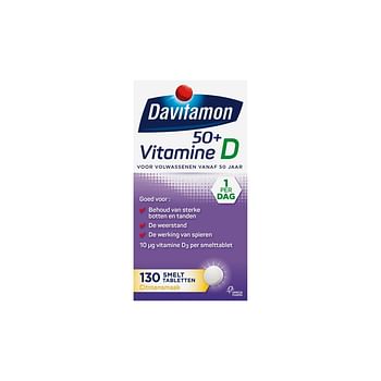 Aanbiedingen Davitamon Vitamine D 50 Plus Smelt - Geldig van 26/12/2021 tot 21/01/2022 bij Drogisterij.net