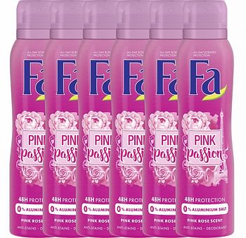 Aanbiedingen Fa Deodorant Deospray Pink Passion Voordeelverpakking 6x150ml - Geldig van 26/12/2021 tot 21/01/2022 bij Drogisterij.net