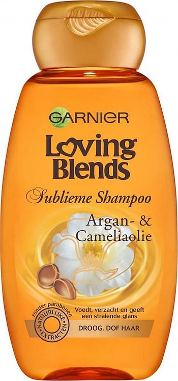 Aanbiedingen Garnier Loving Blends Argan And Cameliaolie Shampoo 300ml - Geldig van 26/12/2021 tot 21/01/2022 bij Drogisterij.net